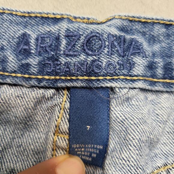 Arizona Jeans Womens 7 Blue Distressed High Rise Wide Leg Ripped Denim Pants - Picture 3 of 10